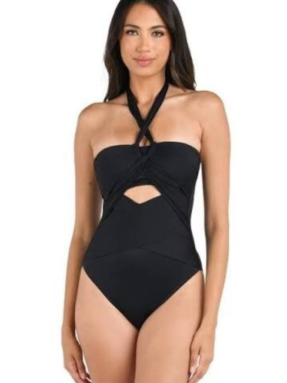 La Blanca Island Goddess Convertible Draped Bandeau One Piece size 14 New